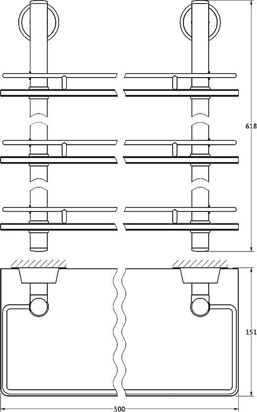 Полка FBS Vizovice VIZ 069 3-ярусная 50 см фото CULTO