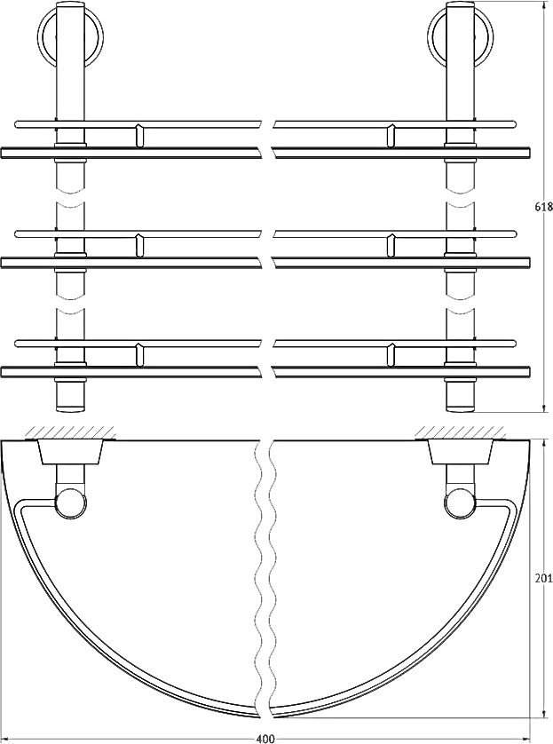 Полка FBS Vizovice VIZ 082 3-ярусная 40 см фото CULTO