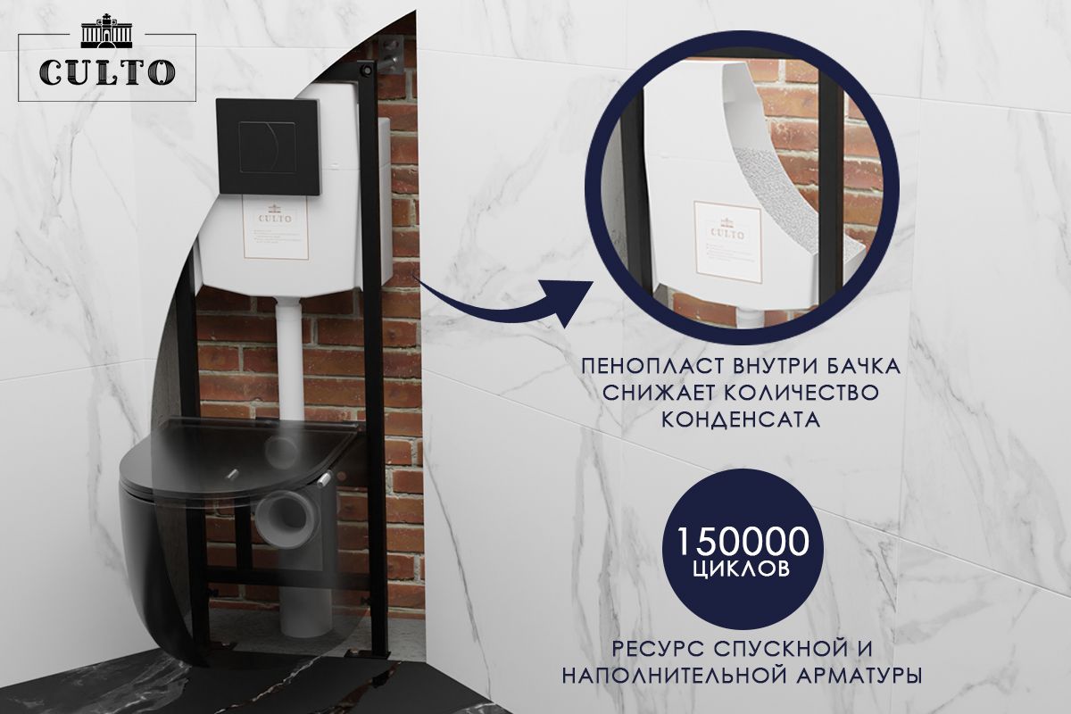 картинка Инсталляция для подвесного унитаза CULTO белая кнопка от магазина CULTO