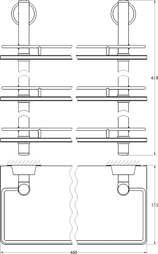 Полка FBS Vizovice VIZ 068 3-ярусная 40 см фото CULTO