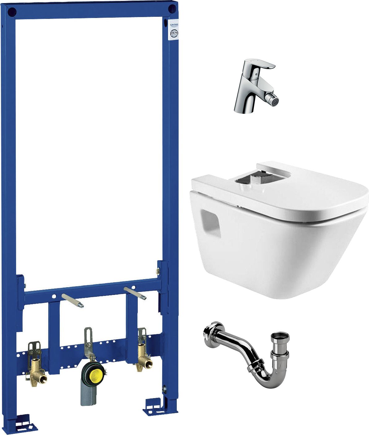 картинка Комплект Биде подвесное Roca Gap + Система инсталляции для биде Grohe Rapid SL + Крышка от магазина CULTO