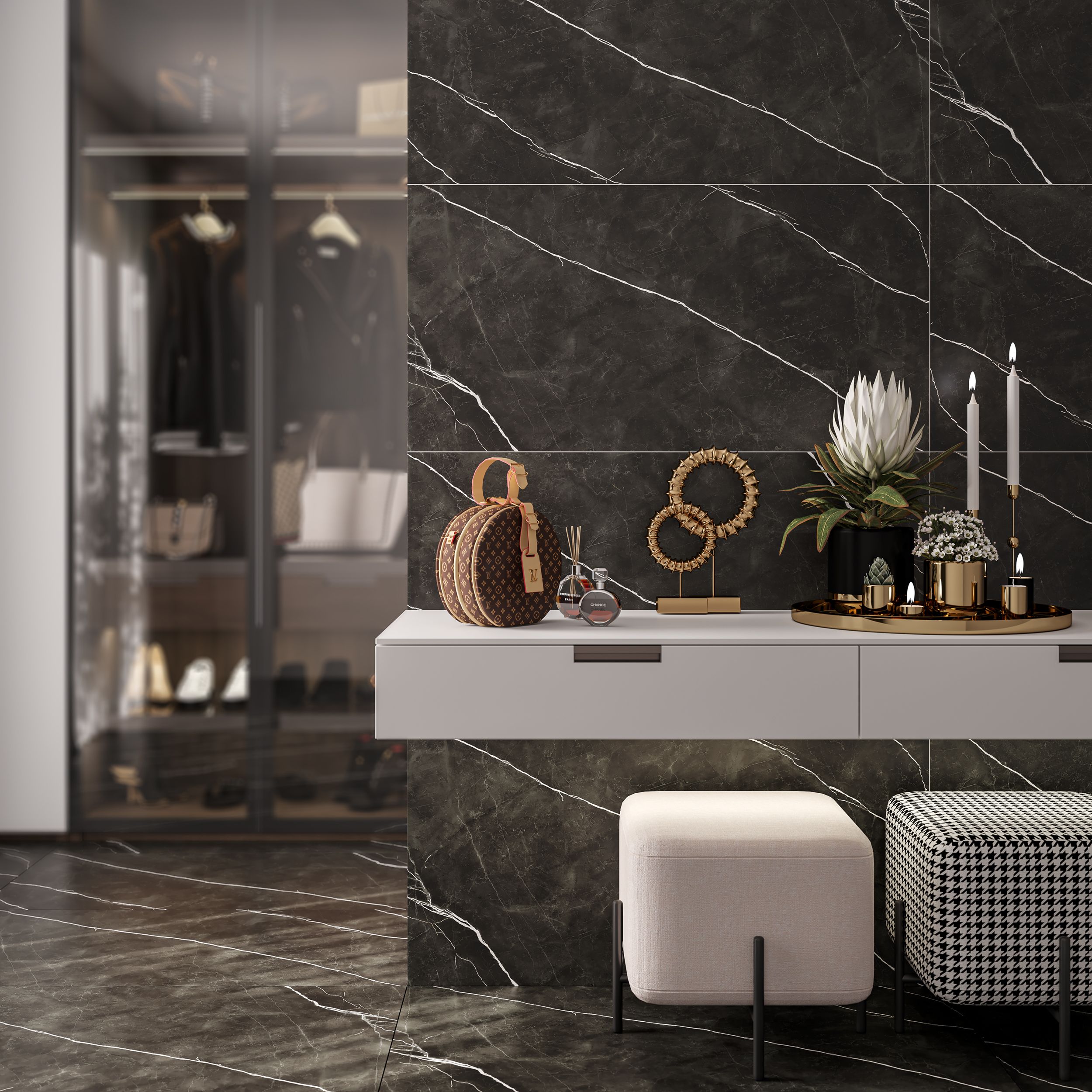 картинка Керамогранит CULTO ДАРК МАРБЛ (DARK MARBLE) 60*120 матовый, упаковка 1,44м2 от магазина CULTO