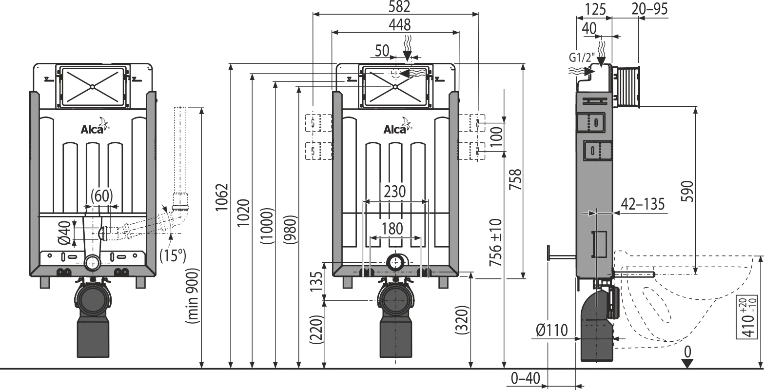 картинка Бачок для унитаза для замуровывания в стену AlcaPlast Renovmodul AM115/1000V с возможностью вентиляции от магазина CULTO
