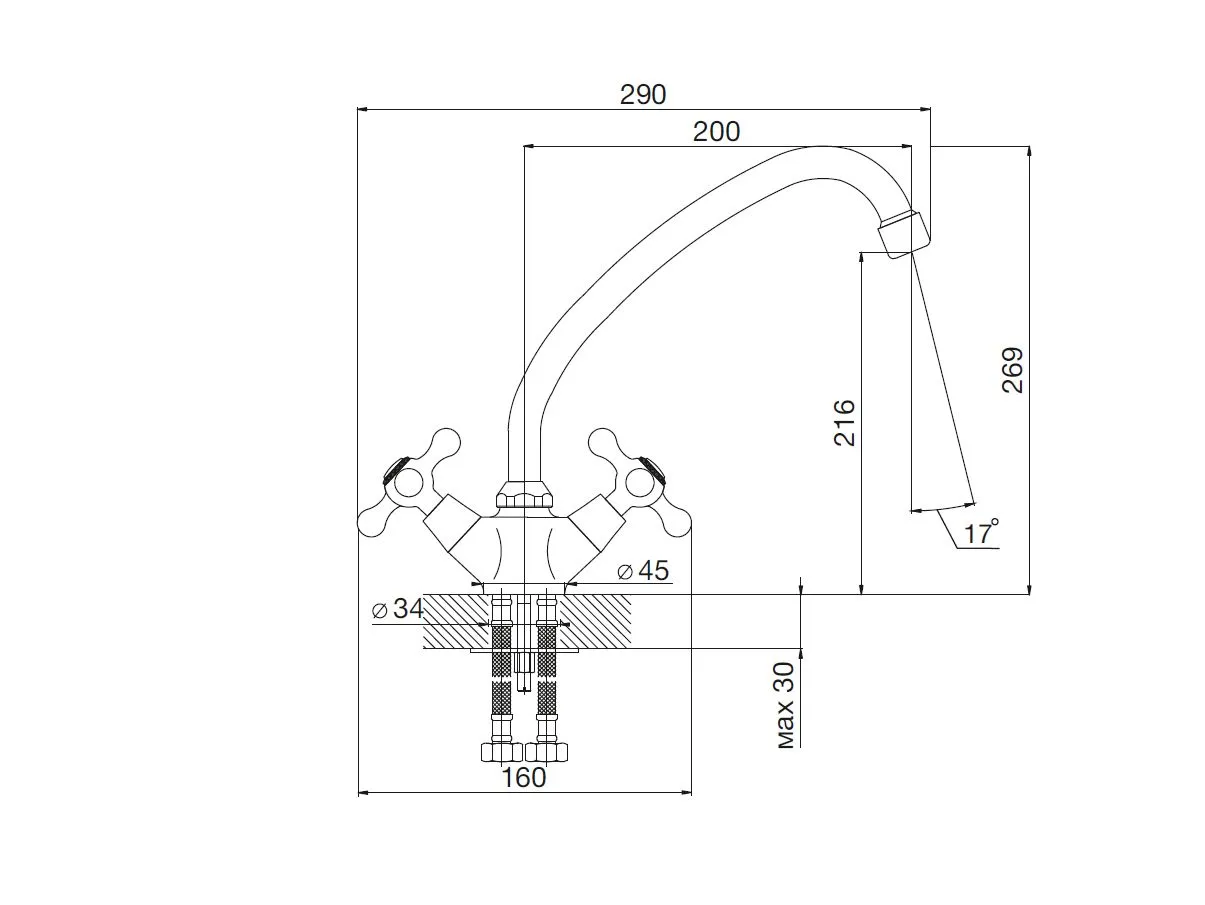 Смеситель для раковины и умывальника MITTE ОЛДИ (OLDIE) в магазине Культо