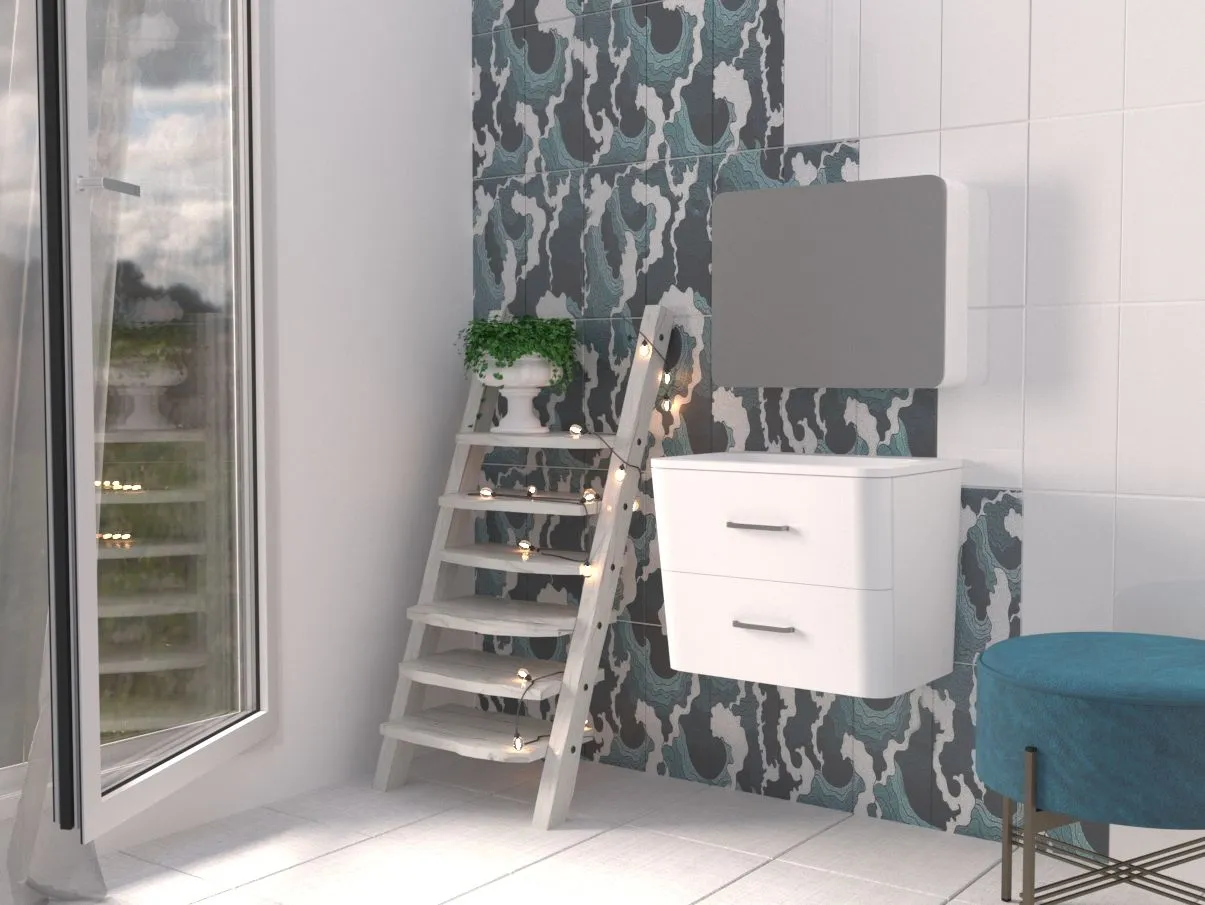 Ассиметричные раковины для ванной комнаты с тумбой - 91 фото